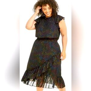 Draper James Kacey Ruffle Dres polka dot size 2X Multicolor